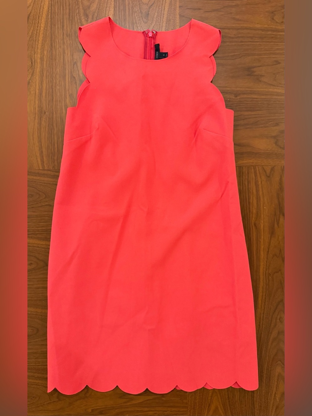J. Crew Coral/Red Scallop-Edge Shift Dress Size 8